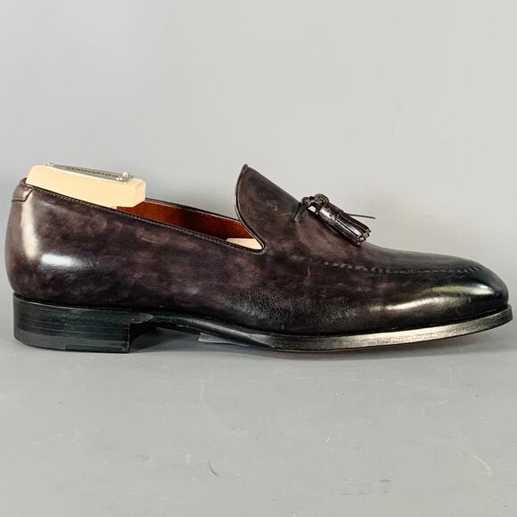 MAGNANNI Size 11 Black Leather Tassels Slip On Loafers - Picture 2 of 9